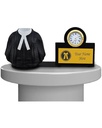 SAVRI Personalized Advocate Coat Metal Base Pen Stand with Watch, Name Plate with Post. Ideal for Advocates, Lawyers, Vakils & Judges.